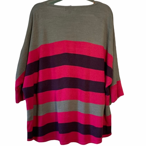 Grey, Purple & Pink Stripe Sweater EUC - Picture 3 of 4